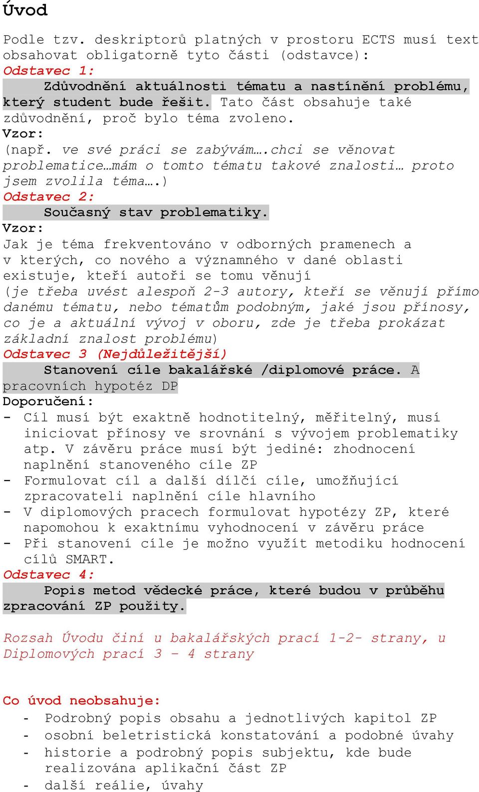 ) Odstavec 2: Současný stav problematiky.