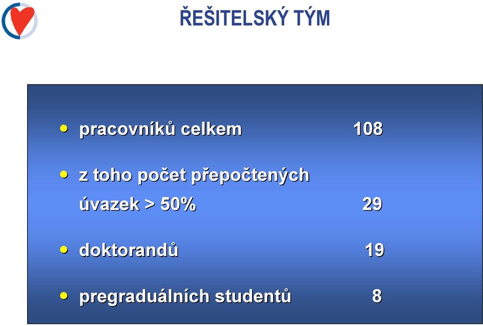 přepočtených úvazek > 50% 29