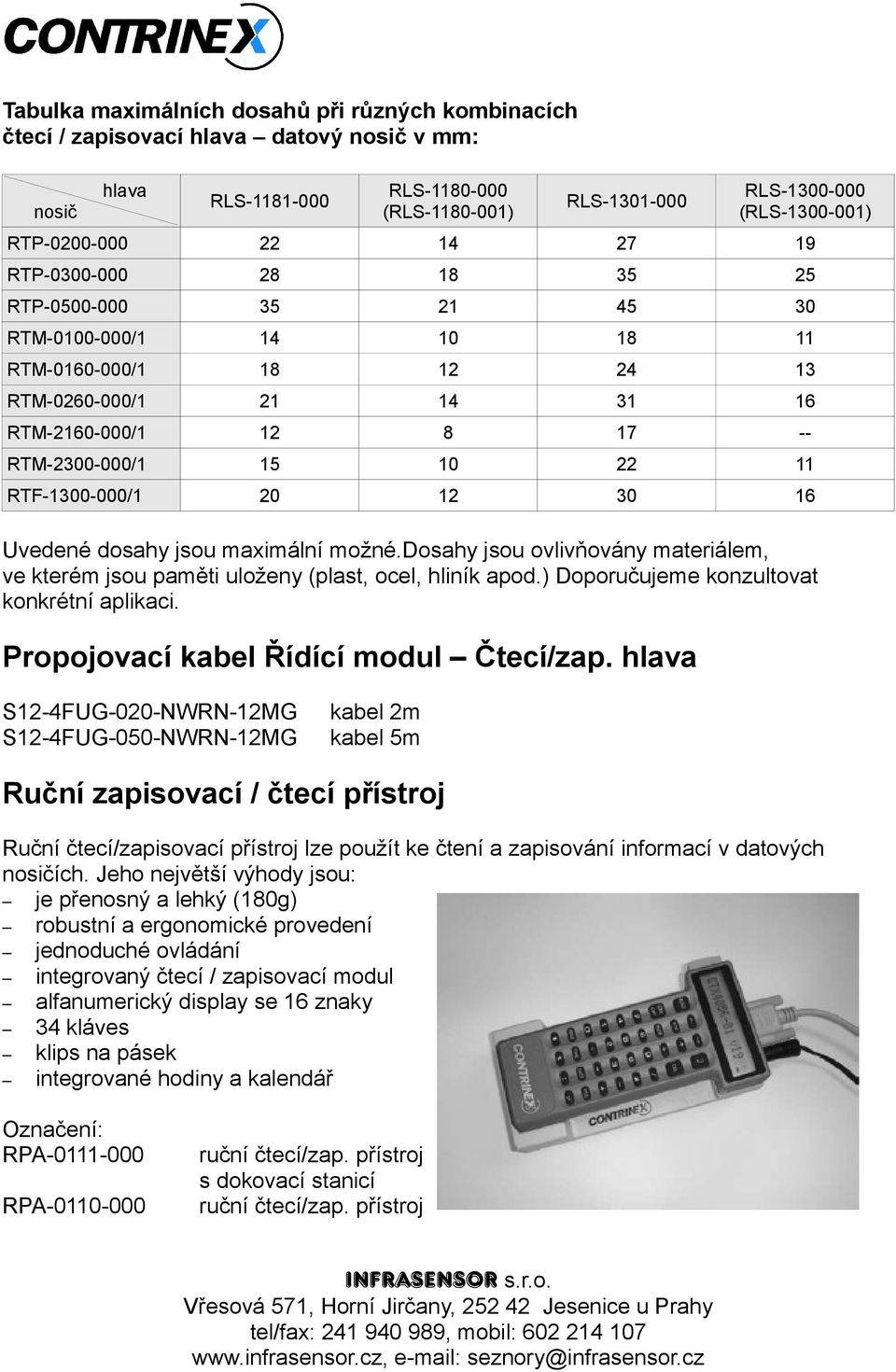 10 22 11 RTF-1300-000/1 20 12 30 16 Uvedené dosahy jsou maximální možné.dosahy jsou ovlivňovány materiálem, ve kterém jsou paměti uloženy (plast, ocel, hliník apod.