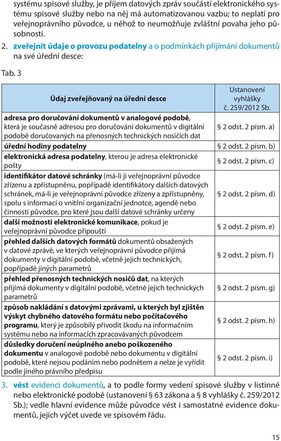 259/2012 Sb. adresa pro doručování dokumentů v analogové podobě, která je současně adresou pro doručování dokumentů v digitální 2 odst. 2 písm.