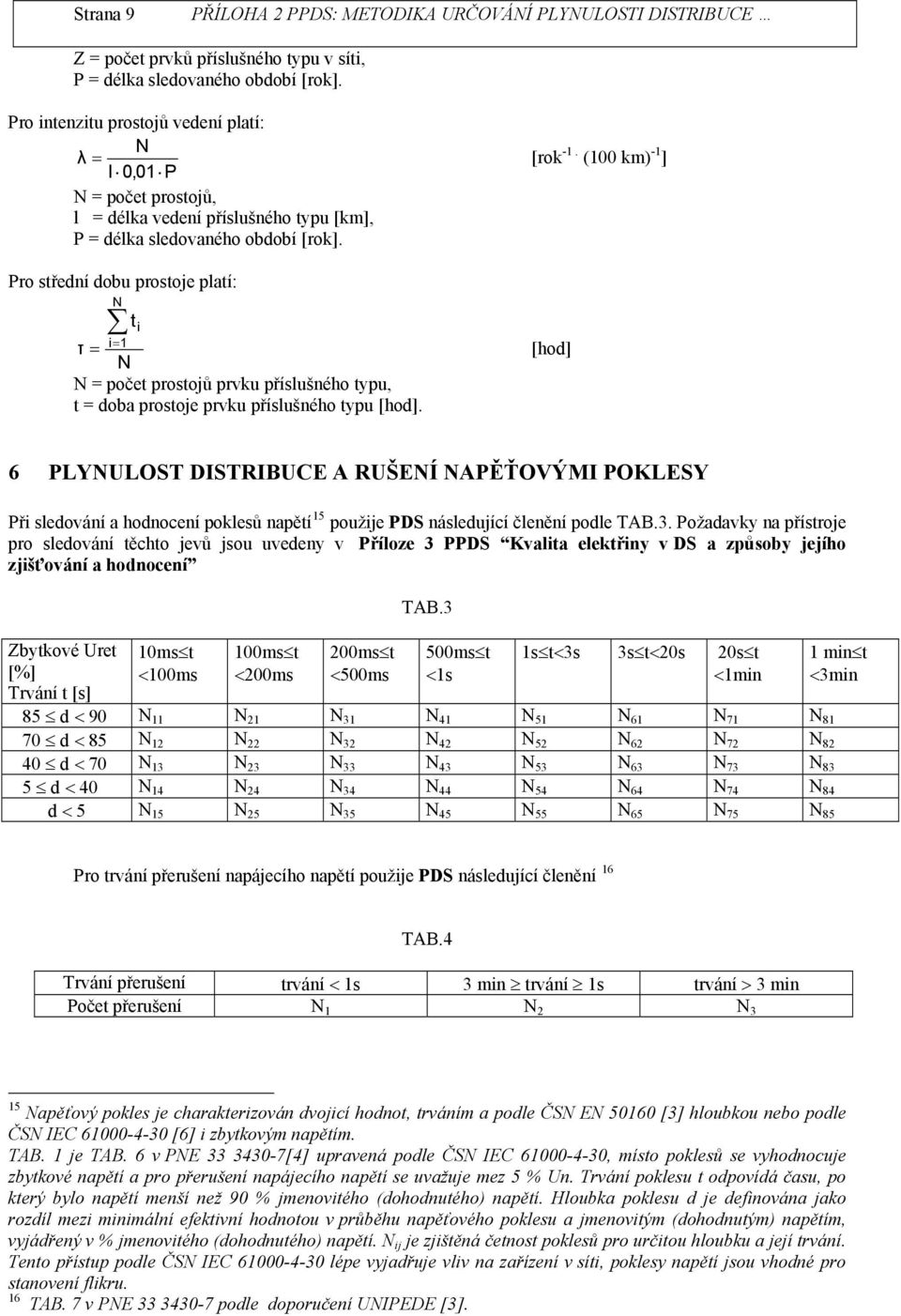 Pro středí dobu prostoje platí: N i t i= 1 τ = [hod] N N = počet prostojů prvku příslušého typu, t = doba prostoje prvku příslušého typu [hod].