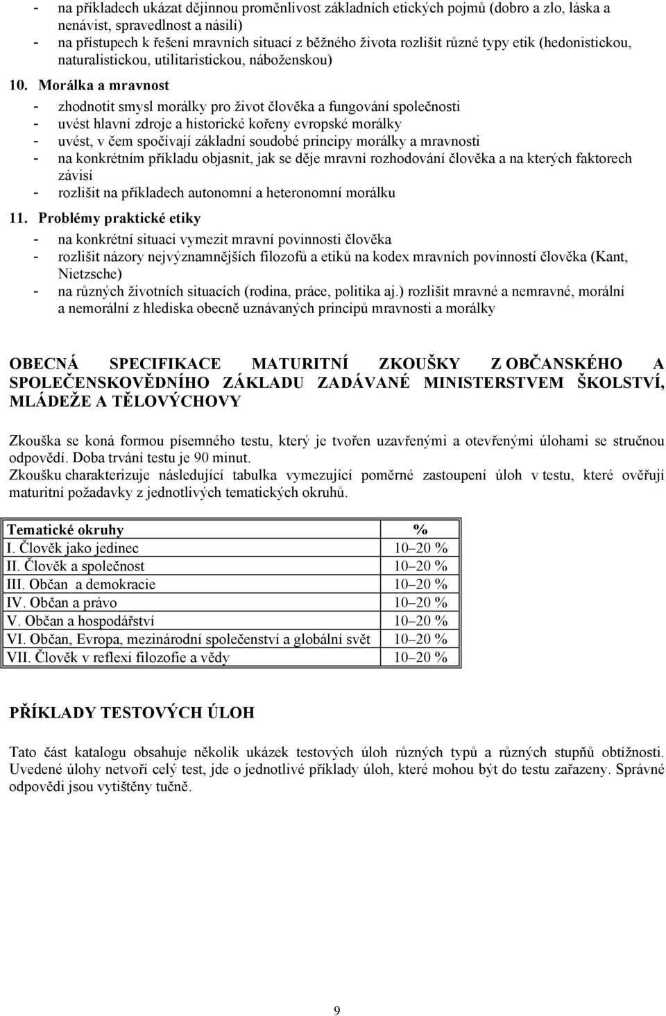 Morálka a mravnost - zhodnotit smysl morálky pro život člověka a fungování společnosti - uvést hlavní zdroje a historické kořeny evropské morálky - uvést, v čem spočívají základní soudobé principy