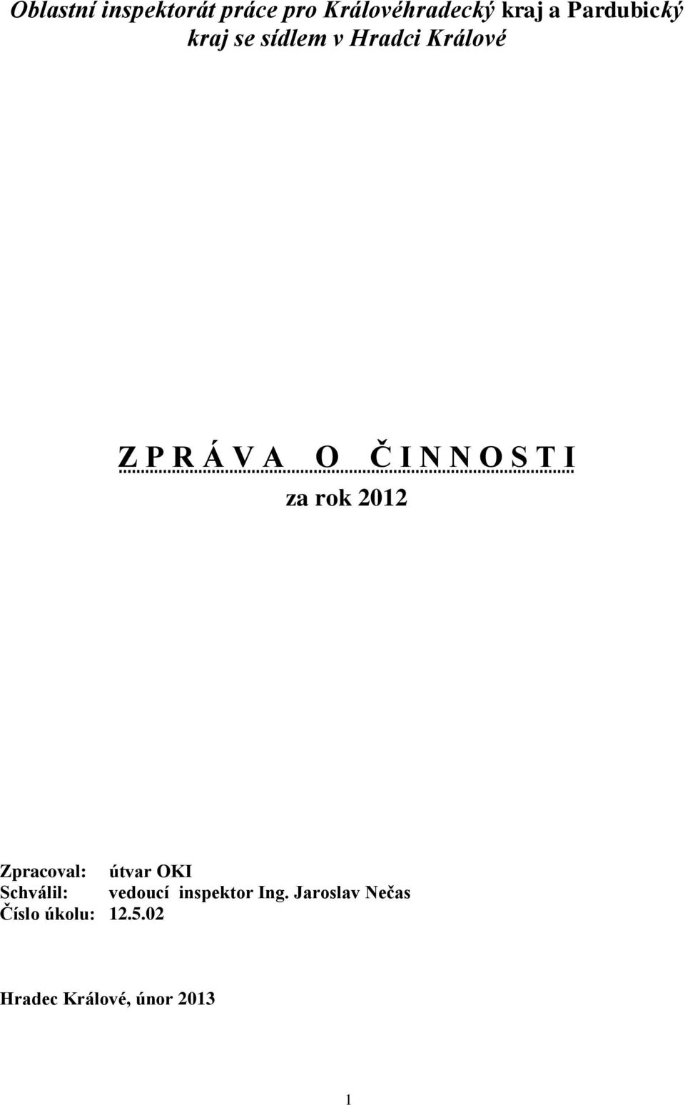 N O S T I za rok 2012 Zpracoval: útvar OKI Schválil: vedoucí