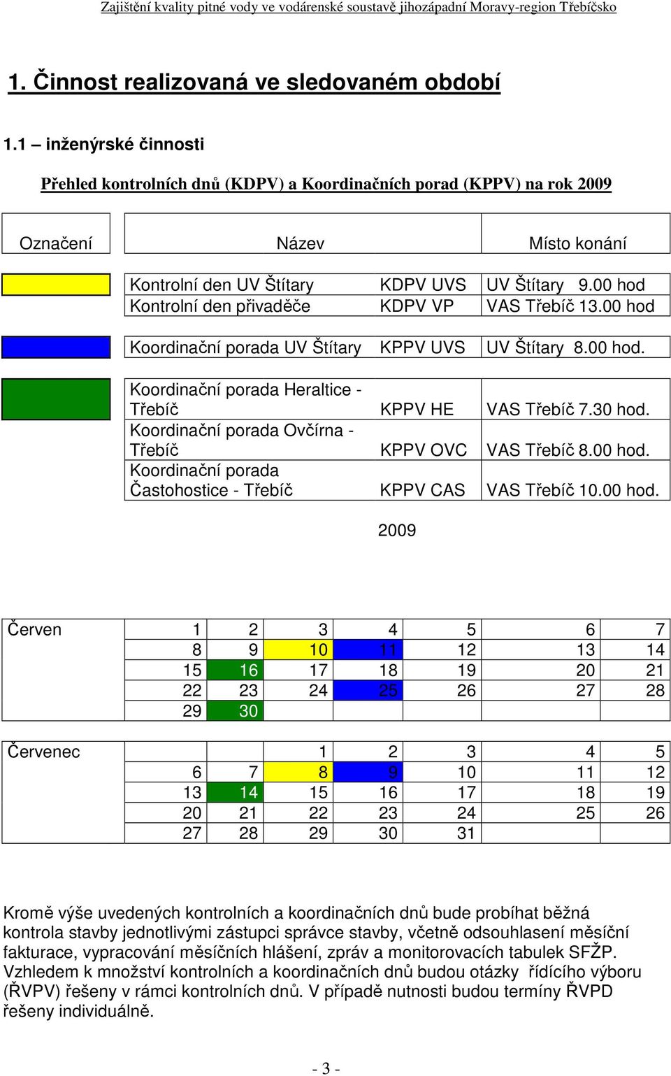 00 hod Kontrolní den přivaděče KDPV VP VAS Třebíč 13.00 hod Koordinační porada UV Štítary KPPV UVS UV Štítary 8.00 hod. Koordinační porada Heraltice Třebíč KPPV HE VAS Třebíč 7.30 hod.