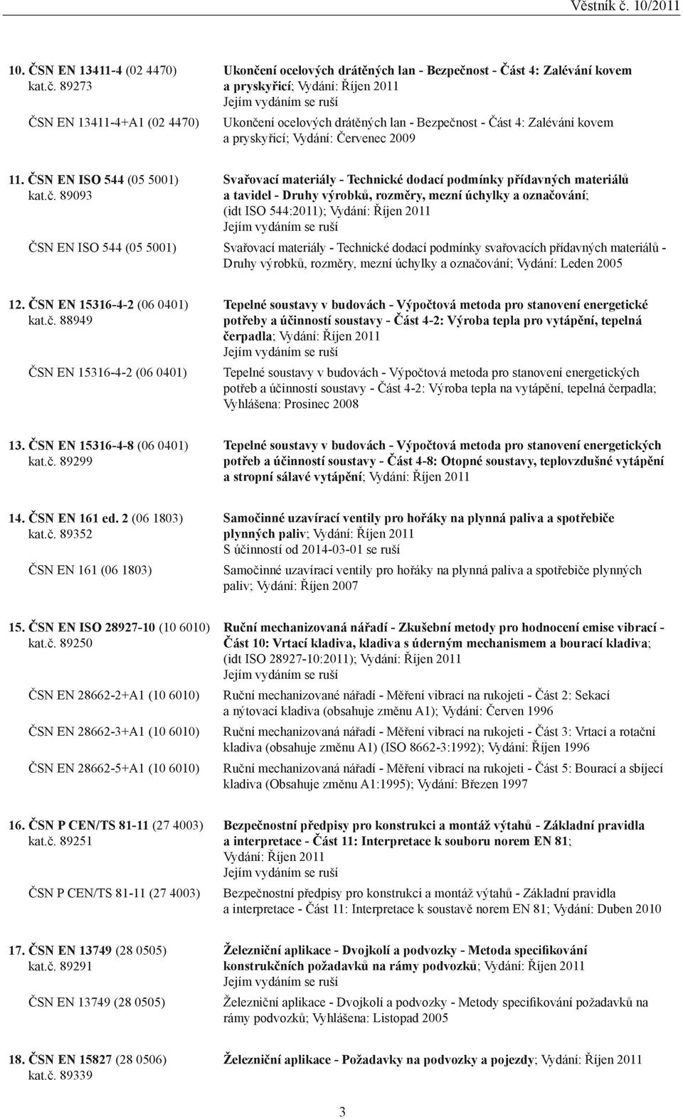 Zalévání kovem a pryskyřicí; Vydání: Červenec 2009 11. ČSN EN ISO 544 (05 5001) kat.č.