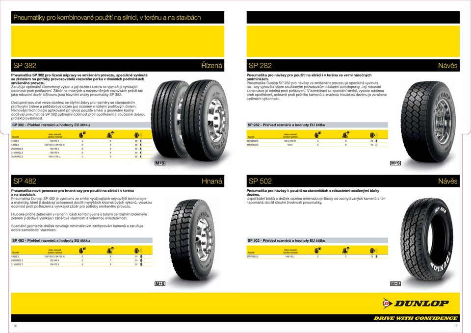 Záběr na mokrých a nezpevněných vozovkách právě tak jako robustní dezén běhounu jsou hlavními znaky pneumatiky SP 382.