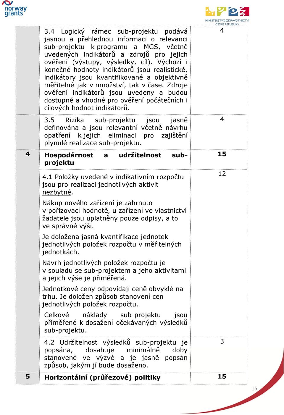 Zdroje ověření indikátorů jsou uvedeny a budou dostupné a vhodné pro ověření počátečních i cílových hodnot indikátorů. 3.