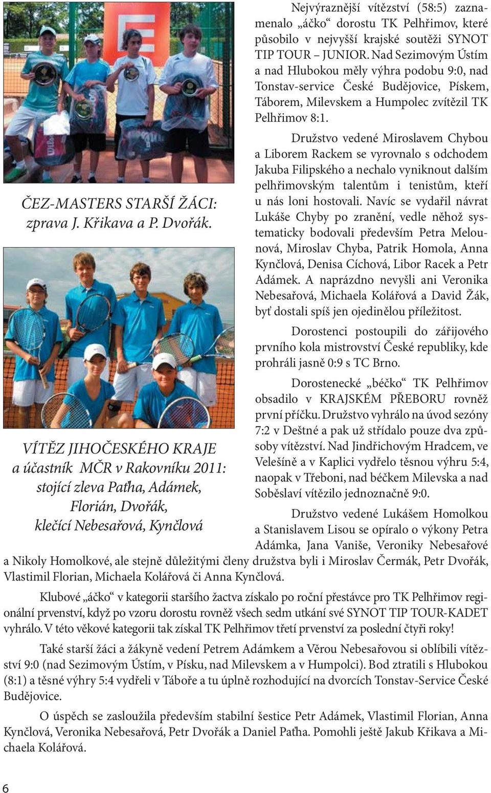 Pelhřimov, které působilo v nejvyšší krajské soutěži SYNOT TIP TOUR JUNIOR.