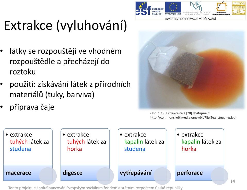 je Obr. č. 19: Extrakce čaje [20] dostupné z: http://commons.wikimedia.org/wiki/file:tea_steeping.