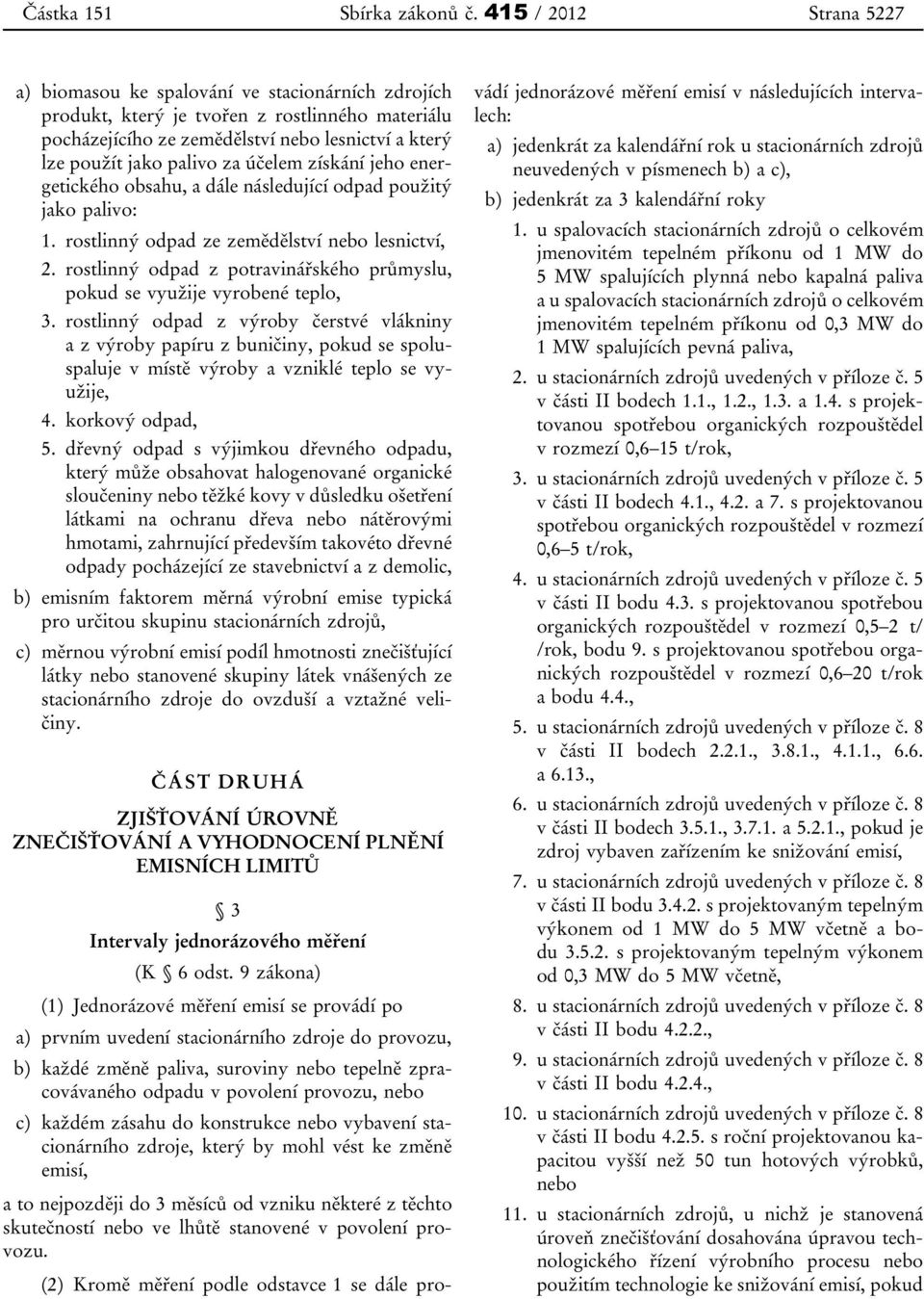 za účelem získání jeho energetického obsahu, a dále následující odpad použitý jako palivo: 1. rostlinný odpad ze zemědělství nebo lesnictví, 2.