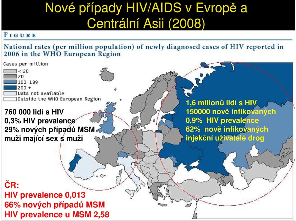 HIV 150000 nově infikovaných 0,9% HIV prevalence 62% nově infikovaných injekční