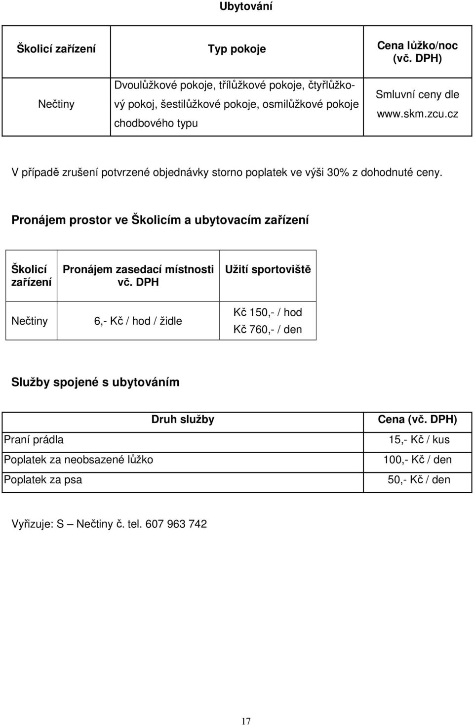 cz V případě zrušení potvrzené objednávky storno poplatek ve výši 30% z dohodnuté ceny.