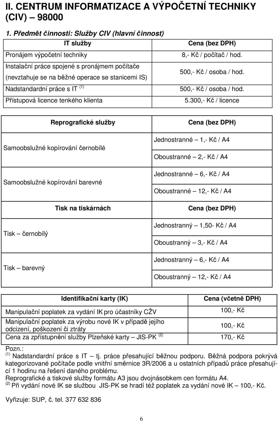 s IT (1) Přístupová licence tenkého klienta Cena (bez DPH) 8,- Kč / počítač / hod. 50