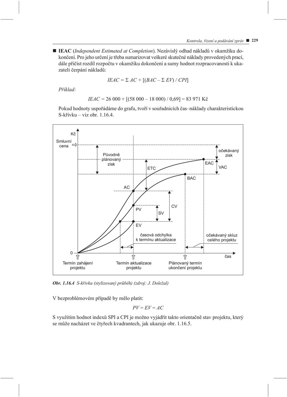+ [(BAC EV) /CPI] IEAC = 26 000 + [(58 000 18 000) / 0,69] = 83 971 Kè Pokud hodnoty uspoøádáme do grafu, tvoøí v souøadnicích èas náklady charakteristickou S-køivku viz obr. 1.16.4.