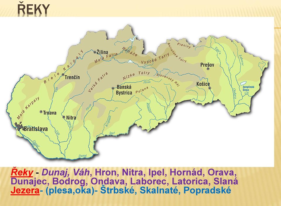 Váh, Hron, Nitra, Ipel, Hornád, Orava, Dunajec, Bodrog, Ondava,