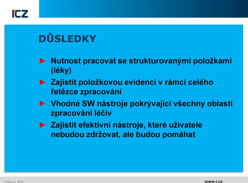 Vhodné SW nástroje pokrývající všechny oblasti zpracování léčiv