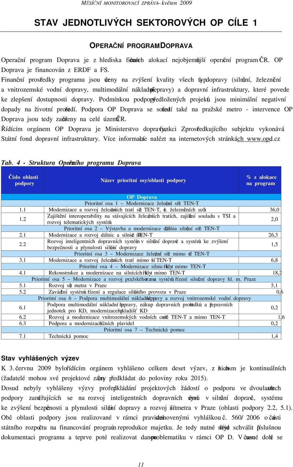 povede ke zlepšení dostupnosti dopravy. Podmínkou předložených projektů jsou minimální negativní dopady na životní prostředí.