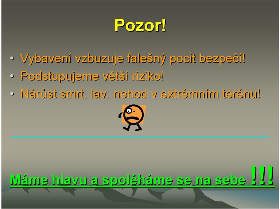 Podstupujeme většív riziko! Nárůst smrt.