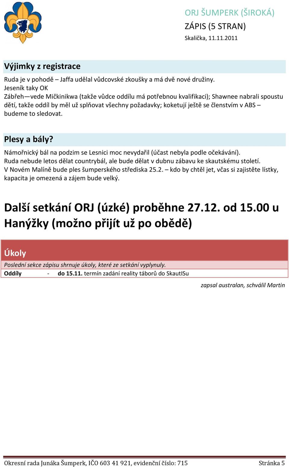 budeme to sledovat. Plesy a bály? Námořnický bál na podzim se Lesnici moc nevydařil (účast nebyla podle očekávání).