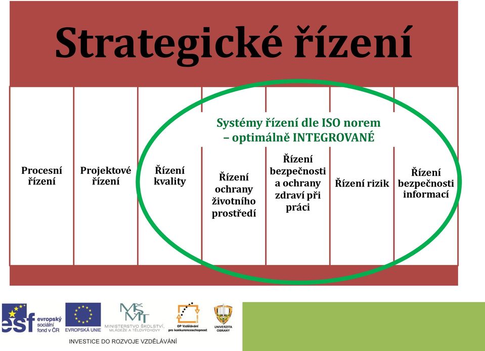 Řízení ochrany životního prostředí Řízení bezpečnosti a