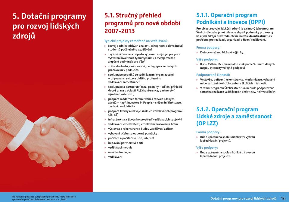 dopadů výzkumu a vývoje, podpora vytváření kvalitních týmů výzkumu a vývoje včetně zlepšení podmínek pro V&V stáže studentů, doktorandů, pedagogů a vědeckých pracovníků v podnicích spolupráce podniků