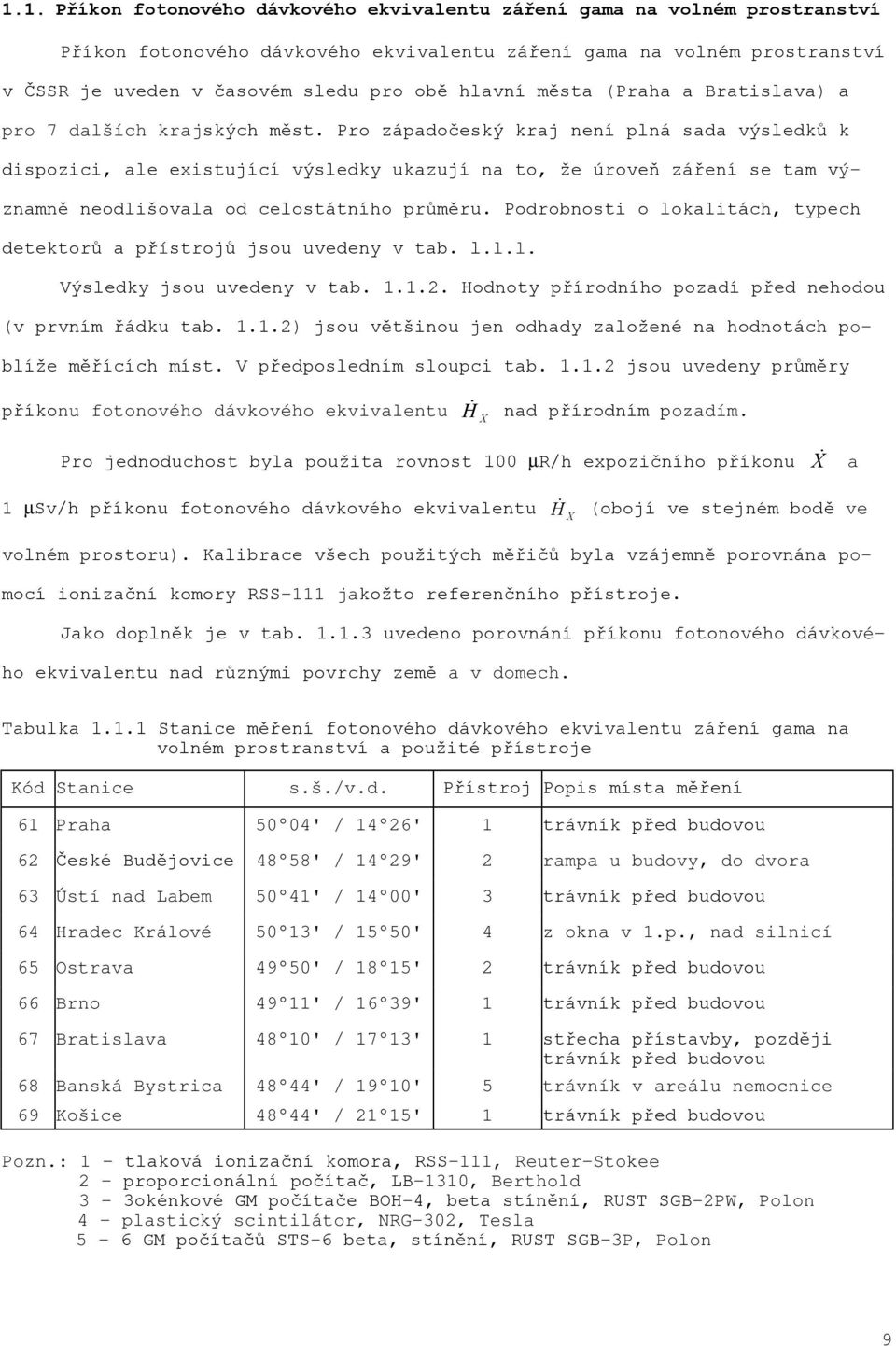 Pro západočeský kraj není plná sada výsledků k dispozici, ale existující výsledky ukazují na to, že úroveň záření se tam významně neodlišovala od celostátního průměru.