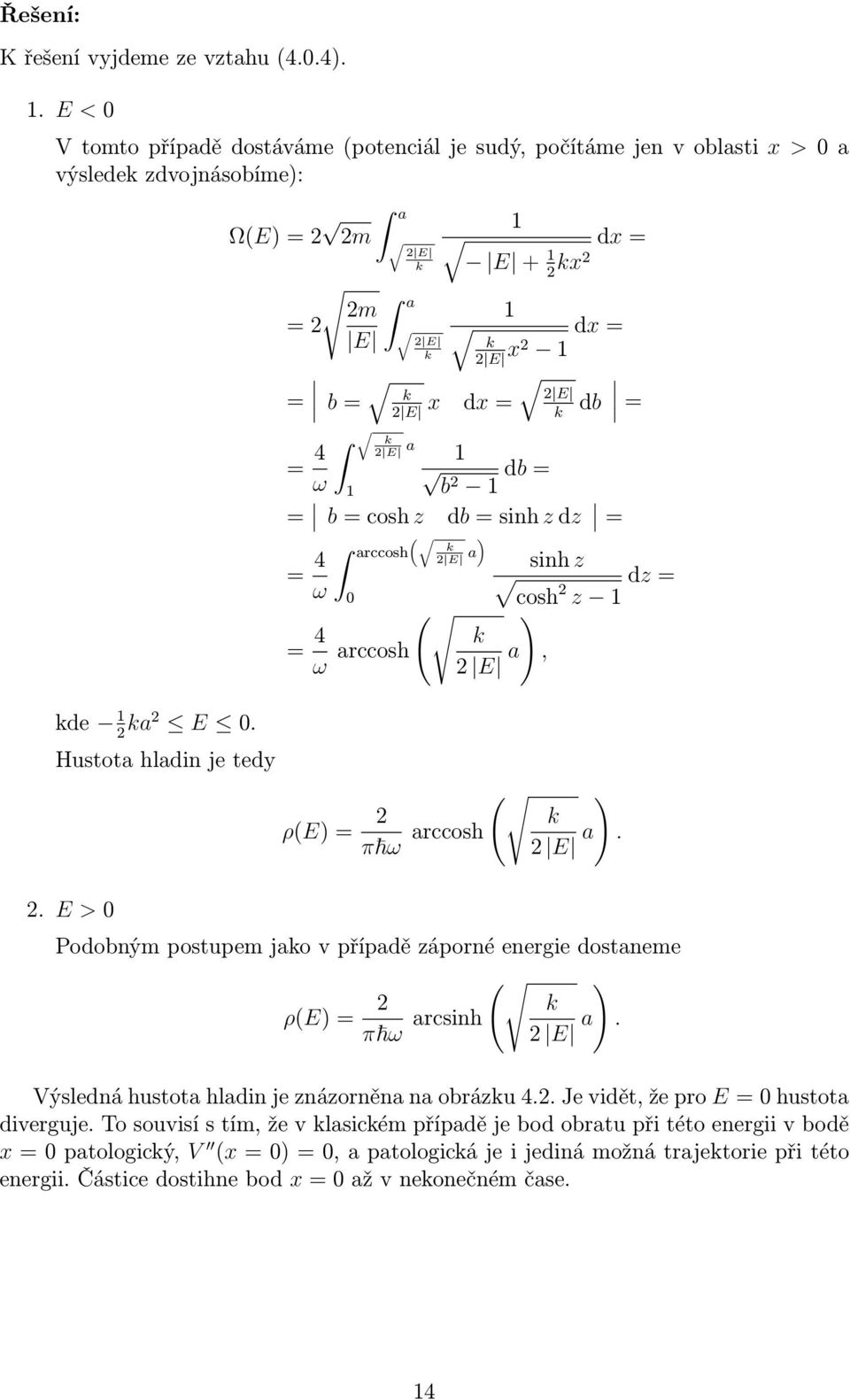 tedy ) ρe) π ω arccosh k E a.. E > Podobným postupem jako v případě záporné energie dostaneme ) ρe) π ω arcsinh k E a. Výslednáhustotahladinjeznázorněnanaobrázku4.