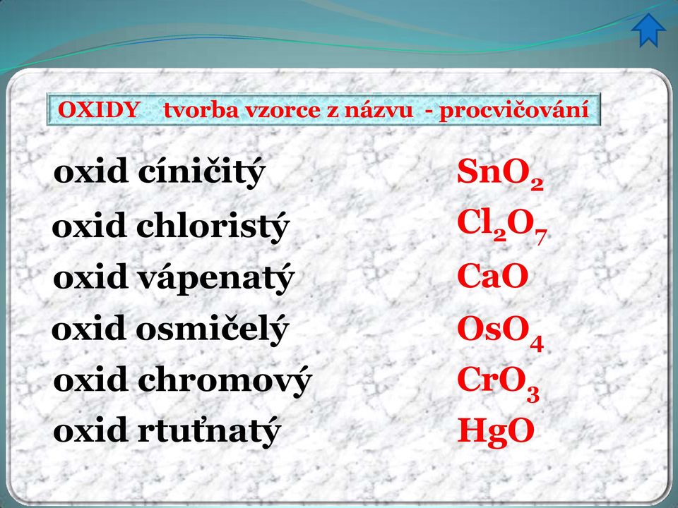 chloristý oxid vápenatý oxid osmičelý