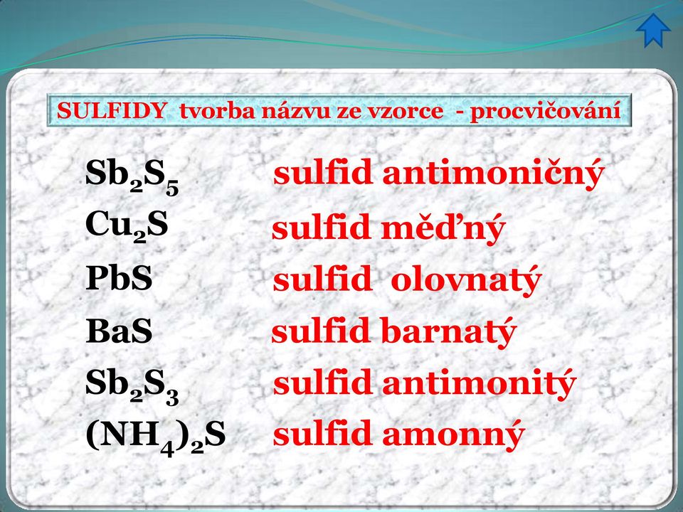 sulfid antimoničný sulfid měďný sulfid