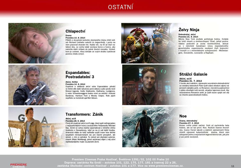 Výsledkem je snímek, který dokáže ze svých diváků vydolovat pestrou škálu emocí. Želvy Ninja Dobrodružný, akční Premiéra 21. 8. 2014 Město New York zoufale potřebuje hrdiny.