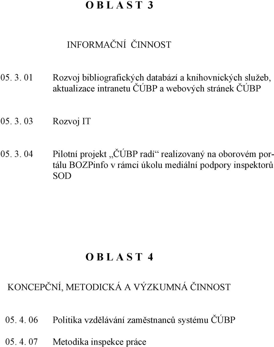 01 Rozvoj bibliografických databází a knihovnických služeb, aktualizace intranetu ČÚBP a webových stránek