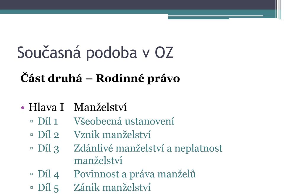 ustanovení Vznik manželství Zdánlivé manželství a