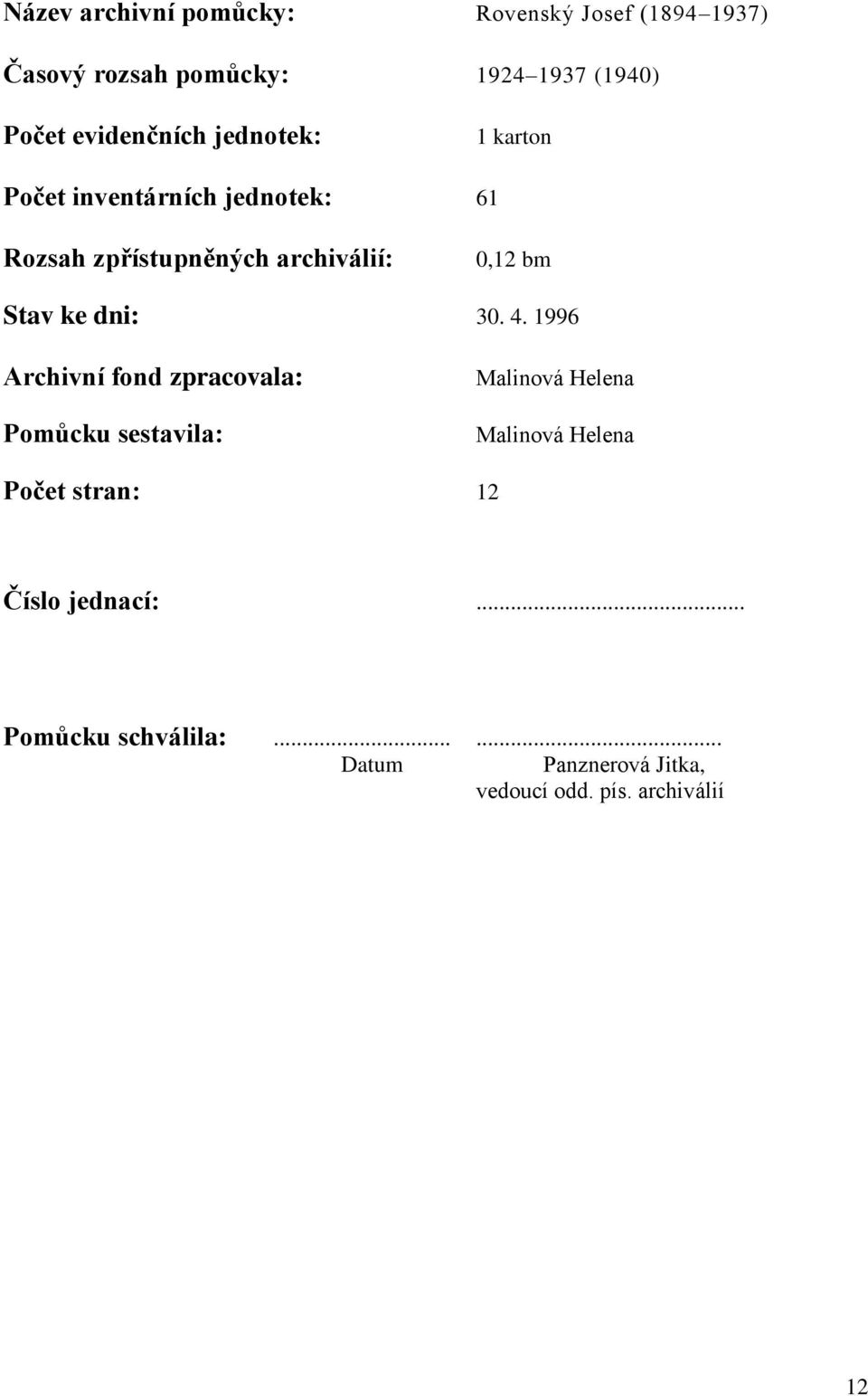 Stav ke dni: 30. 4.