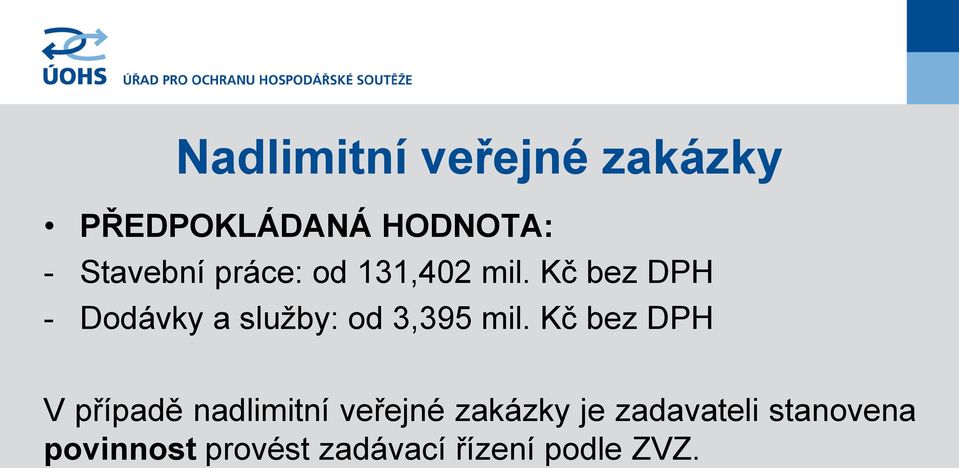 Kč bez DPH - Dodávky a služby: od 3,395 mil.