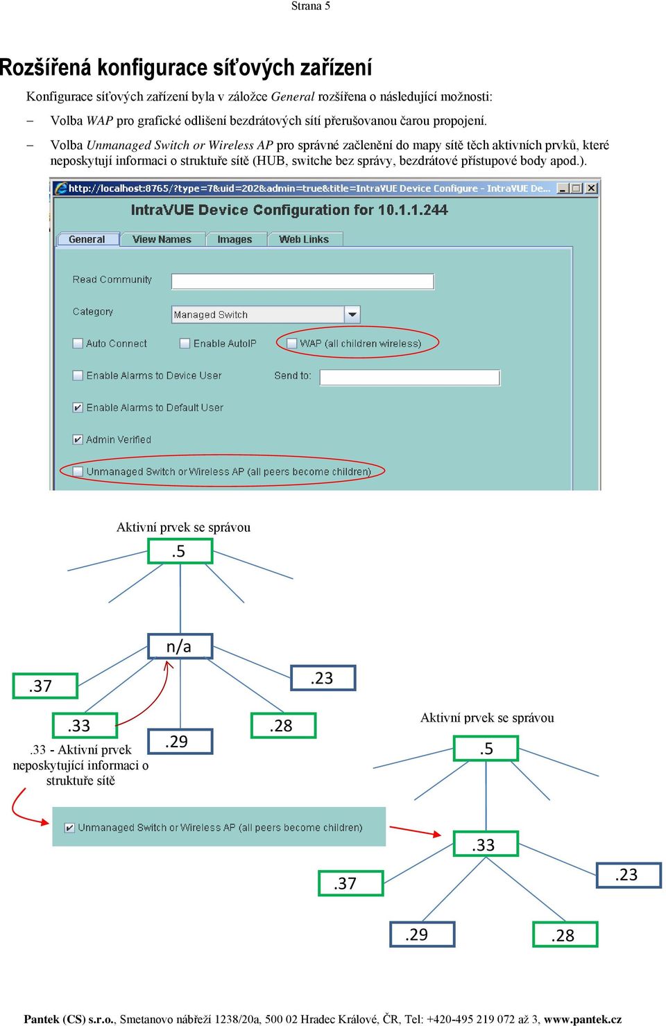 Volba Unmanaged Switch or Wireless AP pro správné začlenění do mapy sítě těch aktivních prvků, které neposkytují informaci o struktuře sítě