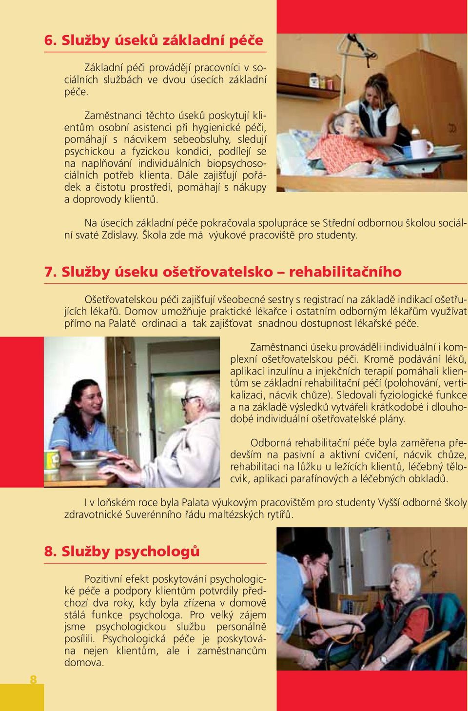 biopsychosociálních potřeb klienta. Dále zajišťují pořádek a čistotu prostředí, pomáhají s nákupy a doprovody klientů.