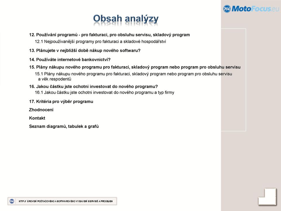 Plány nákupu nového programu pro fakturaci, skladový program nebo program pro obsluhu servisu 15.