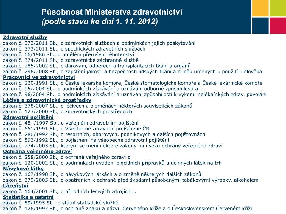 , o darování, odběrech a transplantacích tkání a orgánů zákon č. 296/2008 Sb.