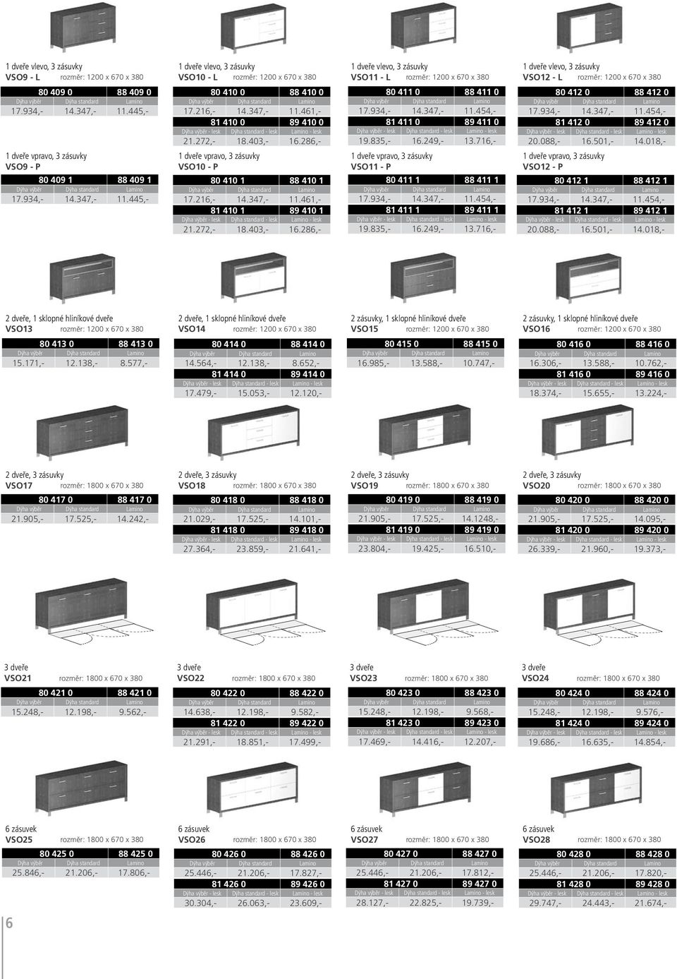 934,- 14.347,- 11.454,- 81 411 0 89 411 0 19.835,- 16.249,- 13.716,- 1 dveře vpravo, 3 zásuvky VSO11 - P 80 411 1 88 411 1 17.934,- 14.347,- 11.454,- 81 411 1 89 411 1 19.835,- 16.249,- 13.716,- 1 dveře vlevo, 3 zásuvky VSO12 - L rozměr: 1200 x 670 x 380 80 412 0 88 412 0 17.