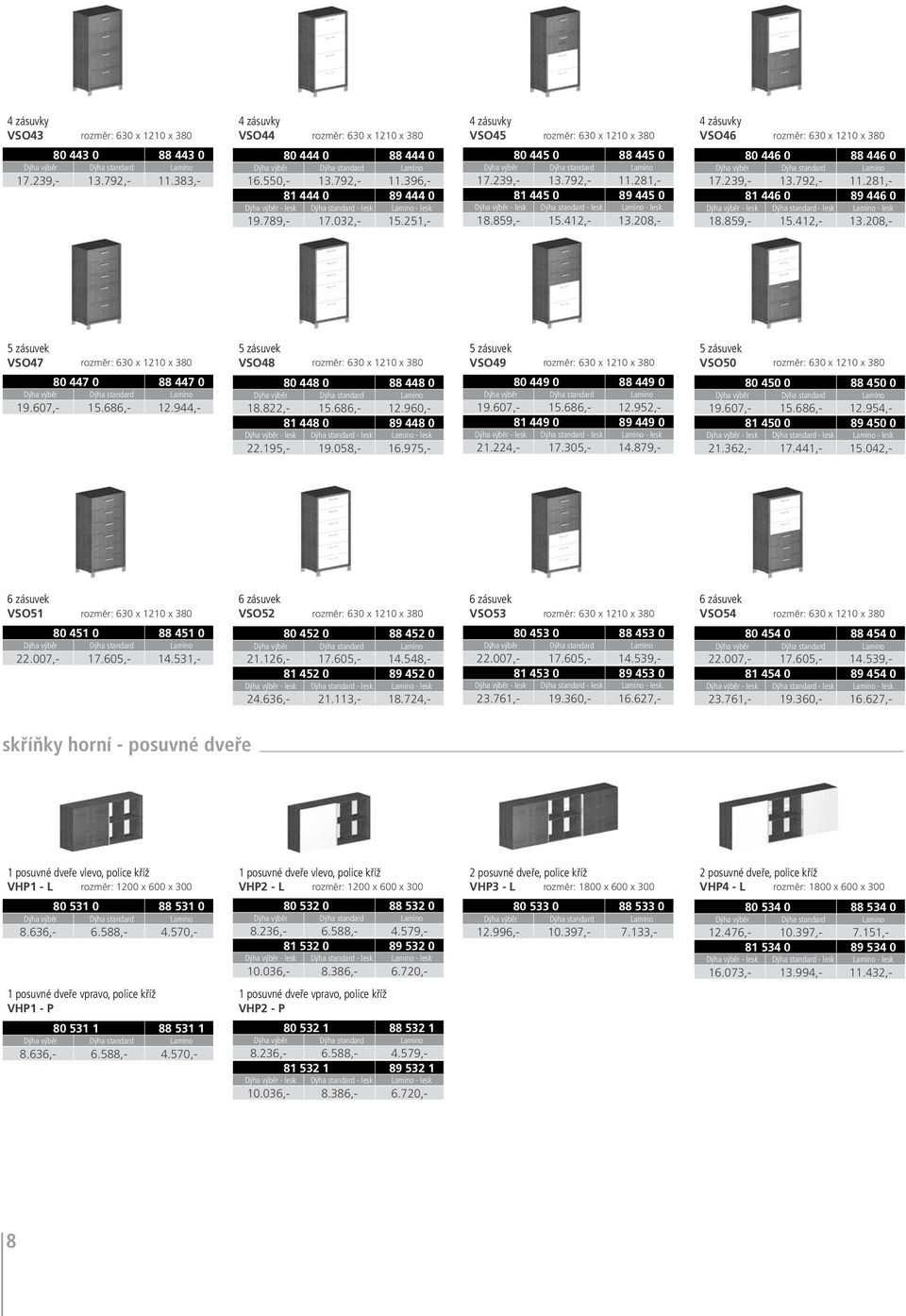 208,- 4 zásuvky VSO46 rozměr: 630 x 1210 x 380 80 446 0 88 446 0 17.239,- 13.792,- 11.281,- 81 446 0 89 446 0 18.859,- 15.412,- 13.208,- 5 zásuvek VSO47 rozměr: 630 x 1210 x 380 80 447 0 88 447 0 19.