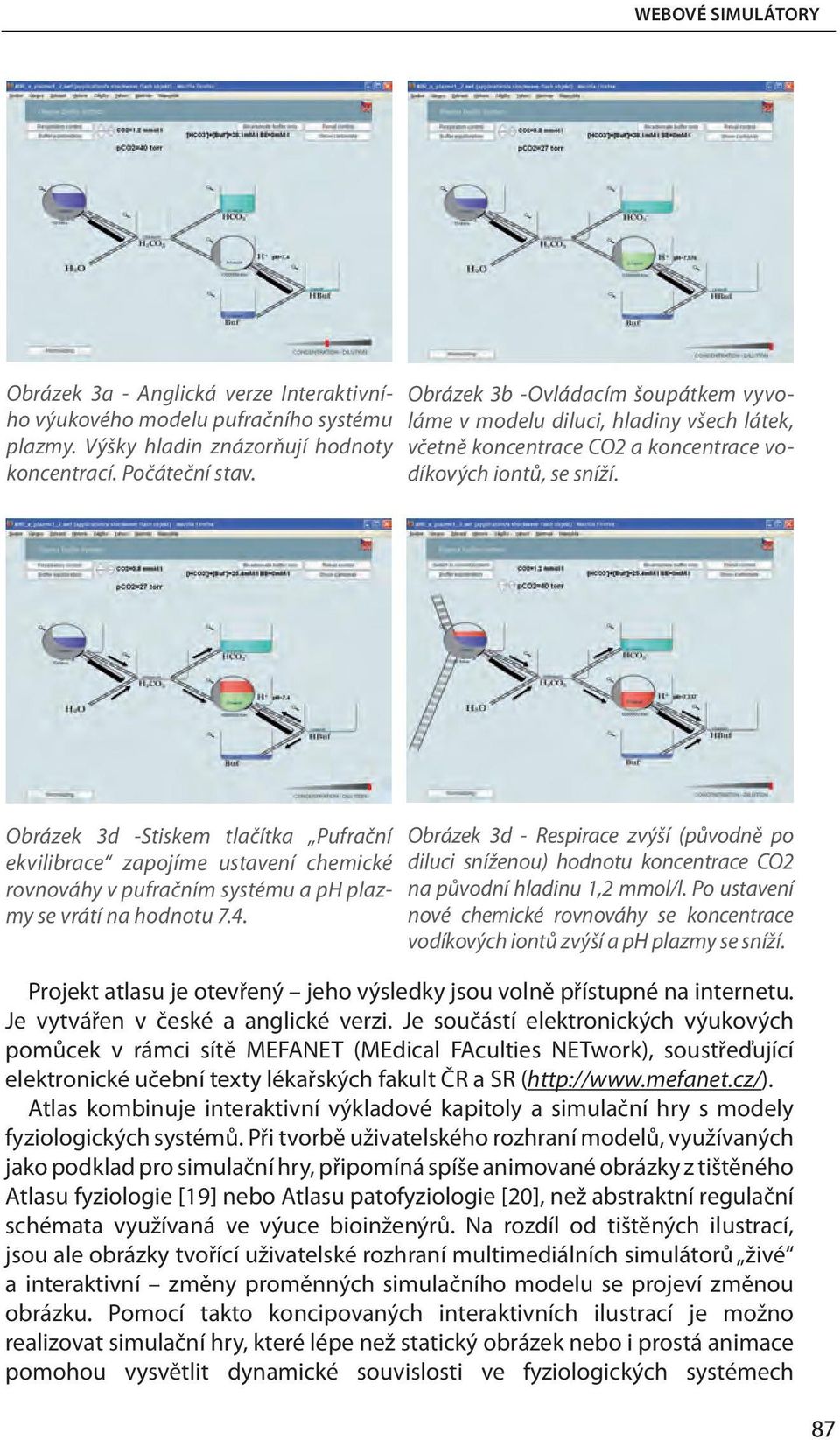 Obrázek 3d -Stiskem tlačítka Pufrační ekvilibrace zapojíme ustavení chemické rovnováhy v pufračním systému a ph plazmy se vrátí na hodnotu 7.4.