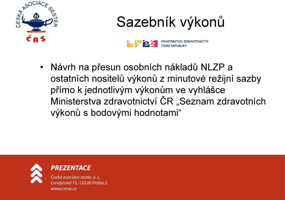 přímo k jednotlivým výkonům ve vyhlášce Ministerstva