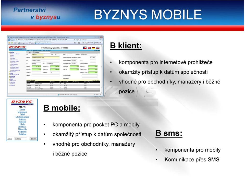 komponenta pro pocket PC a mobily okamžitý přístup k datům společnosti vhodné