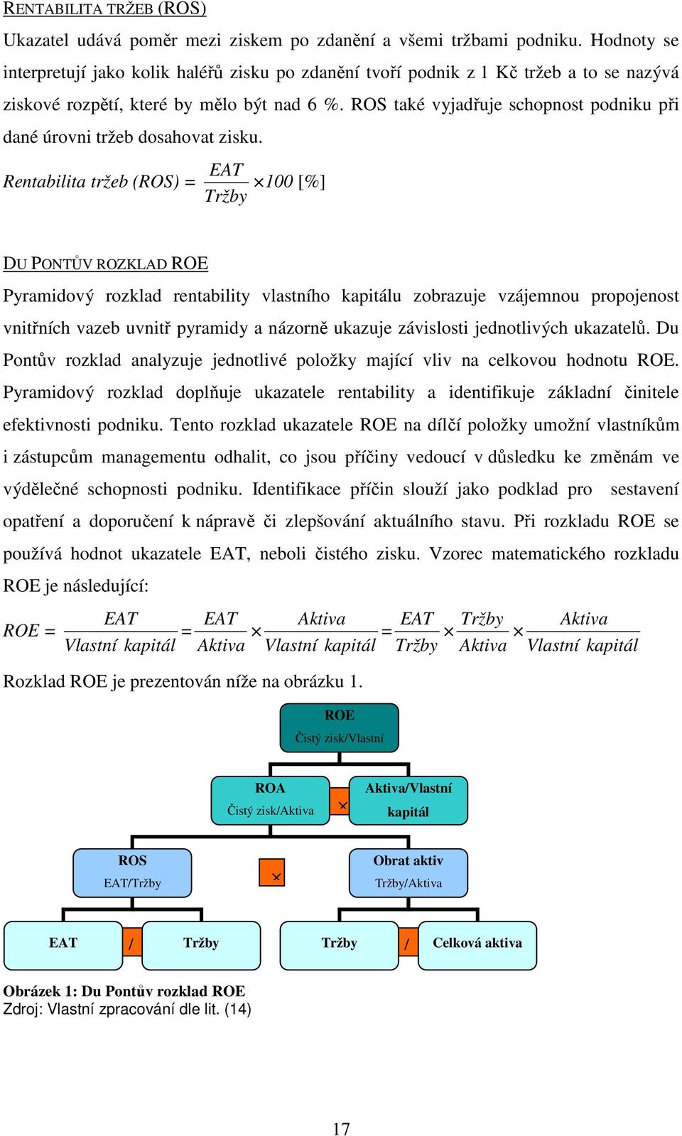 ROS také vyjadřuje schopnost podniku při dané úrovni tržeb dosahovat zisku.