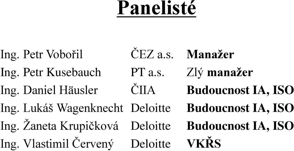 Daniel Häusler ČIIA Budoucnost IA, ISO Ing.