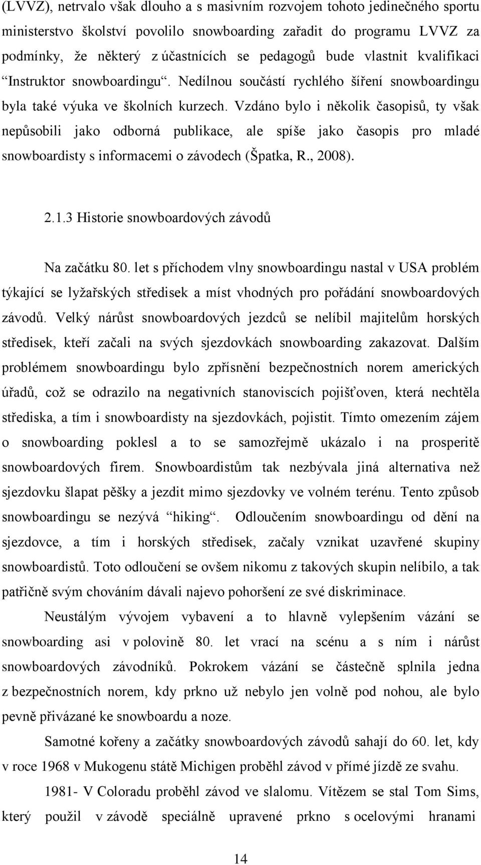 Vzdáno bylo i několik časopisů, ty však nepůsobili jako odborná publikace, ale spíše jako časopis pro mladé snowboardisty s informacemi o závodech (Špatka, R., 2008). 2.1.