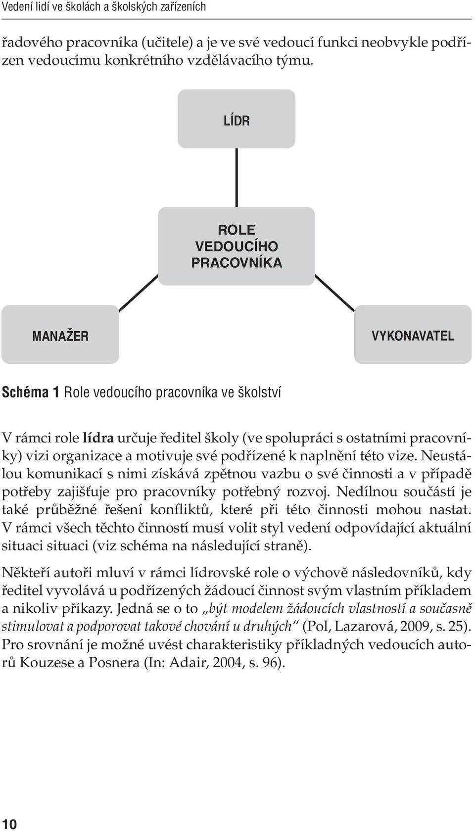 motivuje své podřízené k naplnění této vize. Neustálou komunikací s nimi získává zpětnou vazbu o své činnosti a v případě potřeby zajišťuje pro pracovníky potřebný rozvoj.