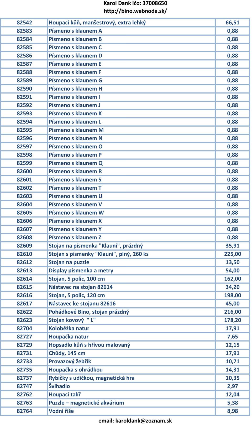 Písmeno s klaunem L 0,88 82595 Písmeno s klaunem M 0,88 82596 Písmeno s klaunem N 0,88 82597 Písmeno s klaunem O 0,88 82598 Písmeno s klaunem P 0,88 82599 Písmeno s klaunem Q 0,88 82600 Písmeno s