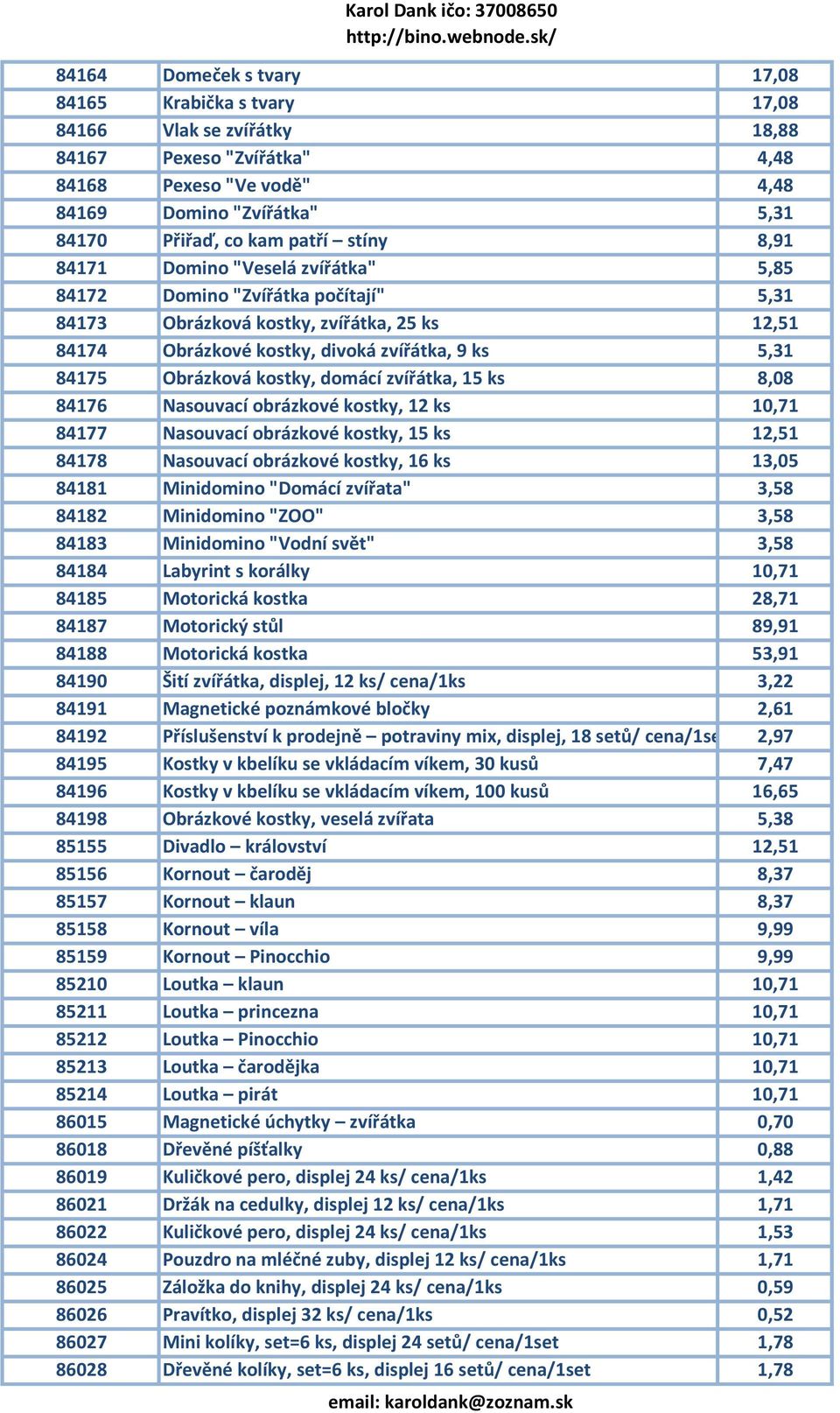 kostky, domácí zvířátka, 15 ks 8,08 84176 Nasouvací obrázkové kostky, 12 ks 10,71 84177 Nasouvací obrázkové kostky, 15 ks 12,51 84178 Nasouvací obrázkové kostky, 16 ks 13,05 84181 Minidomino "Domácí