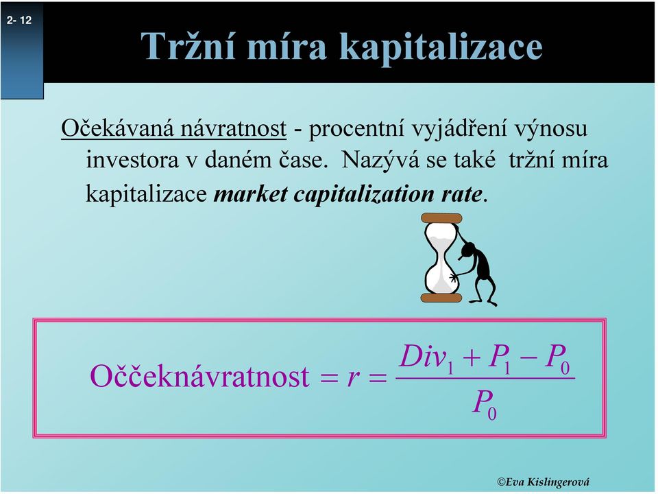 Nazývá se také tržní míra kapitalizace market